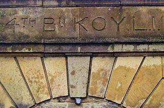 Ossett Drill Hall - lintel above main entrance inscribed “4th Bn K.O.Y.L.I.”